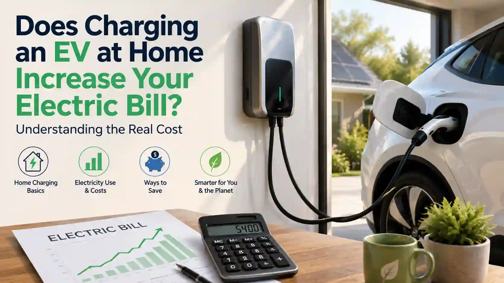Electric vehicle charging at home with an EV charger and electricity bill